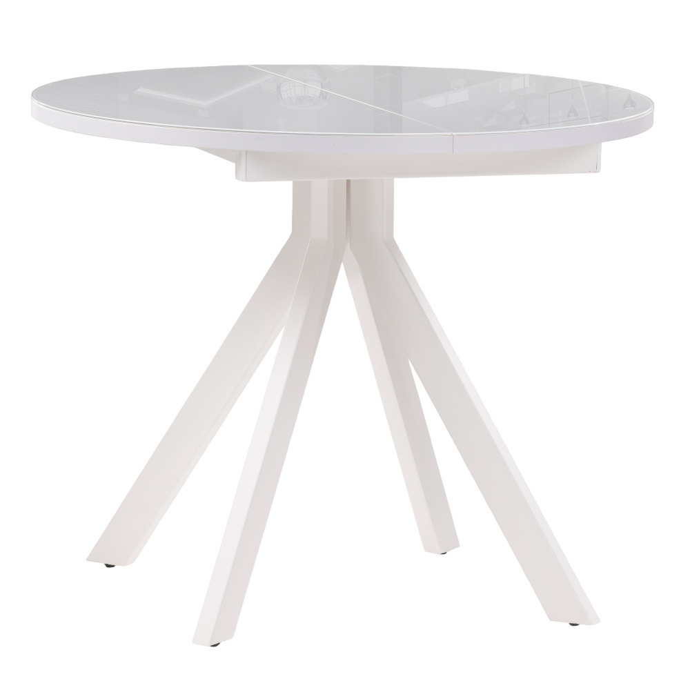 Стол кухонный раздвижной круглый d0,9 м белый Ален (516555) стол стеклянный ален 90 120 х90х77