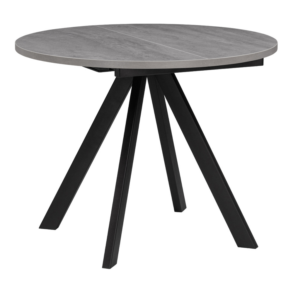 Стол кухонный раздвижной круглый d0,9 м бетон/черный Трейси (533167) стол кухонный раздвижной овальный 1 1х1 м стеклянный белый черный трейси