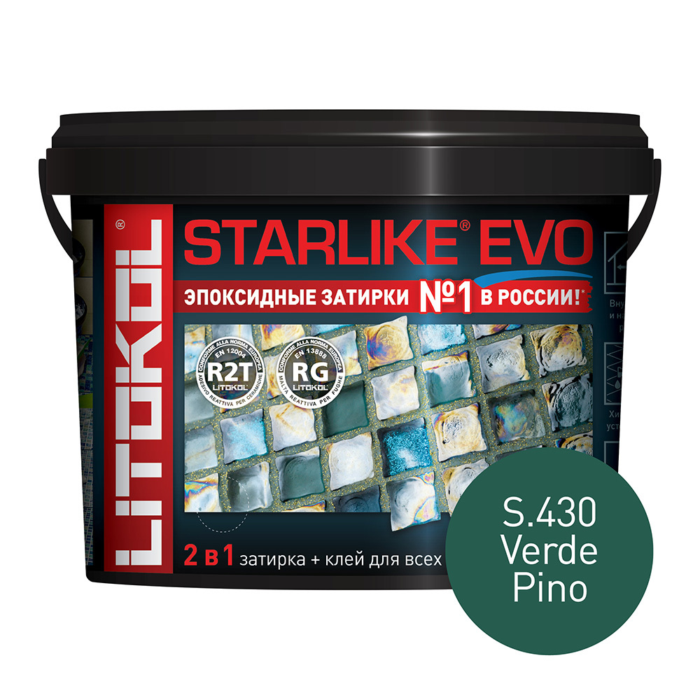 фото Затирка эпоксидная litokol starlike evo s.430 зеленая хвоя 5 кг