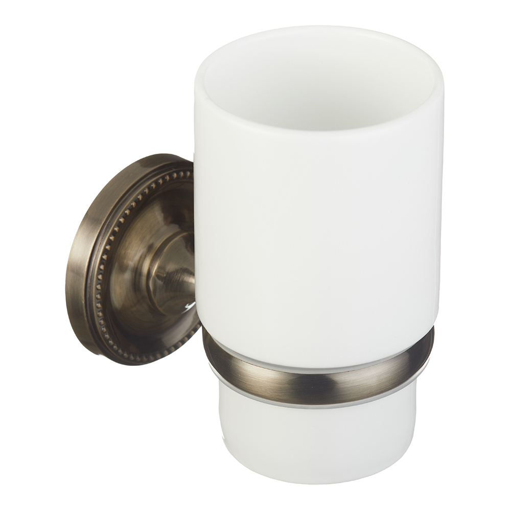 Стакан для ванной Fora Real с держателем керамика белый/металл бронза (FOR-RE044) стакан одинарный fora real настенный бронза