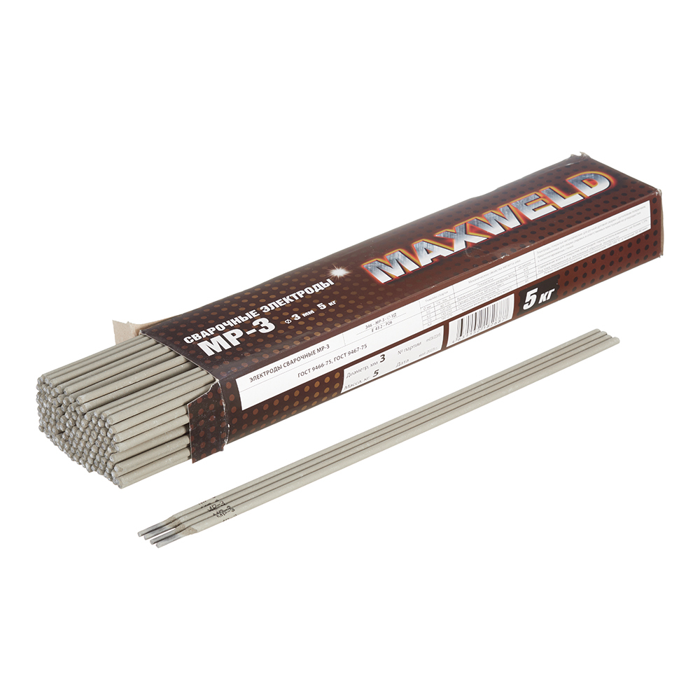Сварочные электроды Maxweld МР-3 d3 мм 5 кг (MR35) электроды esab ok46 рутиловые 3 0x350мм 4кг
