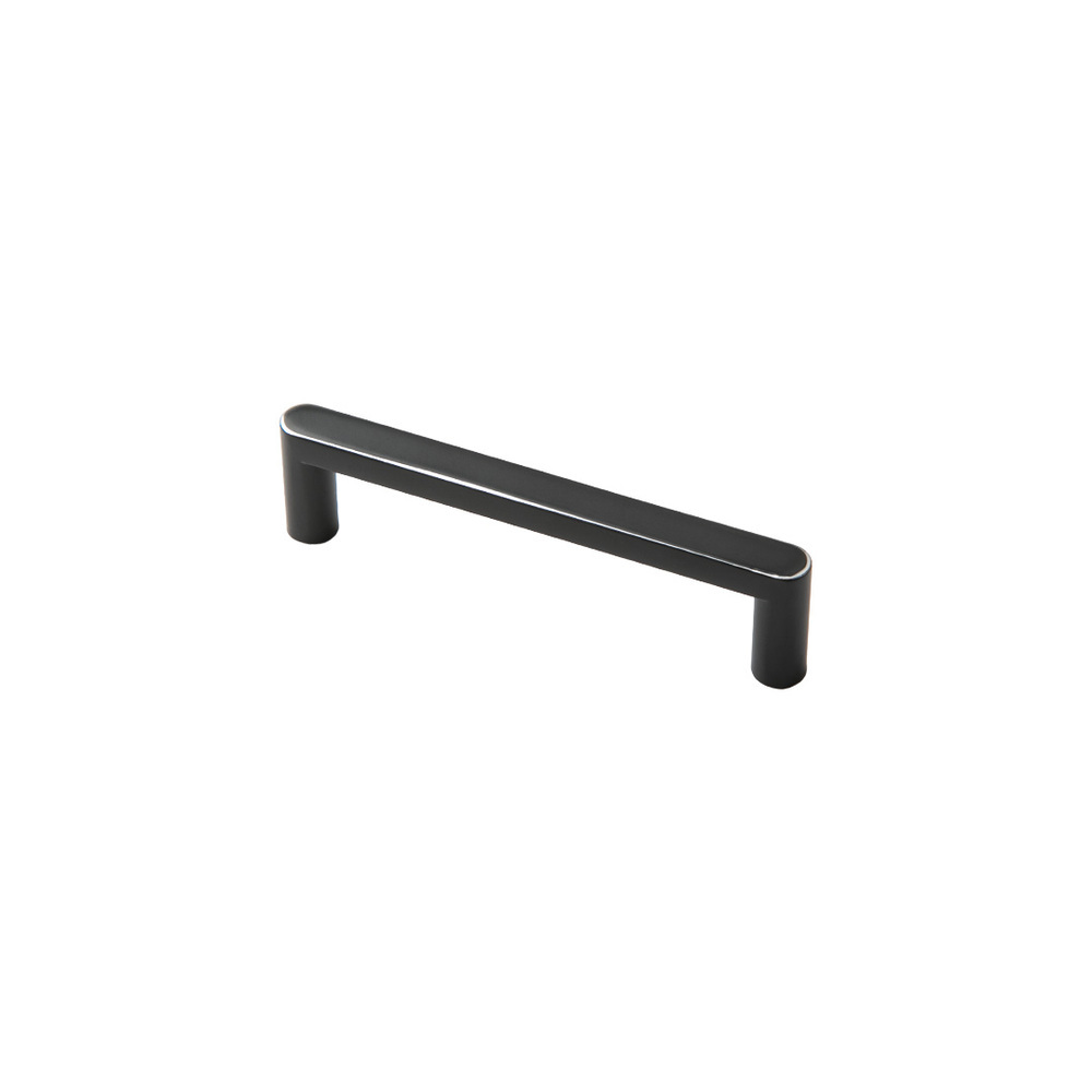 Ручка-скоба мебельная Kerron Metallic 108 мм металлическая черная матовая/хром (S-2624-96 BLC)
