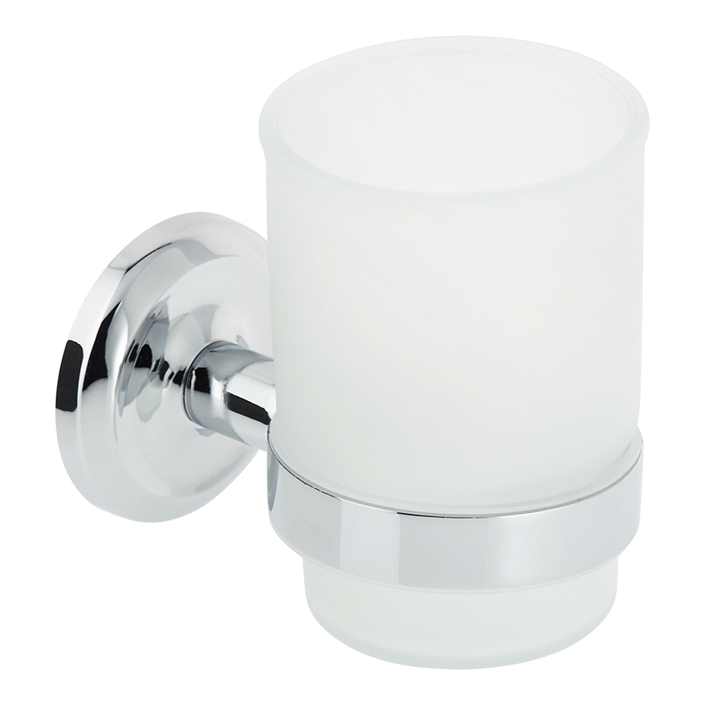 Стакан для ванной Fora Drop с держателем стекло прозрачный/ металл хром (FOR-DP044) стакан для ванной fora lord с держателем двойной стекло прозрачный металл белый for lord039wt