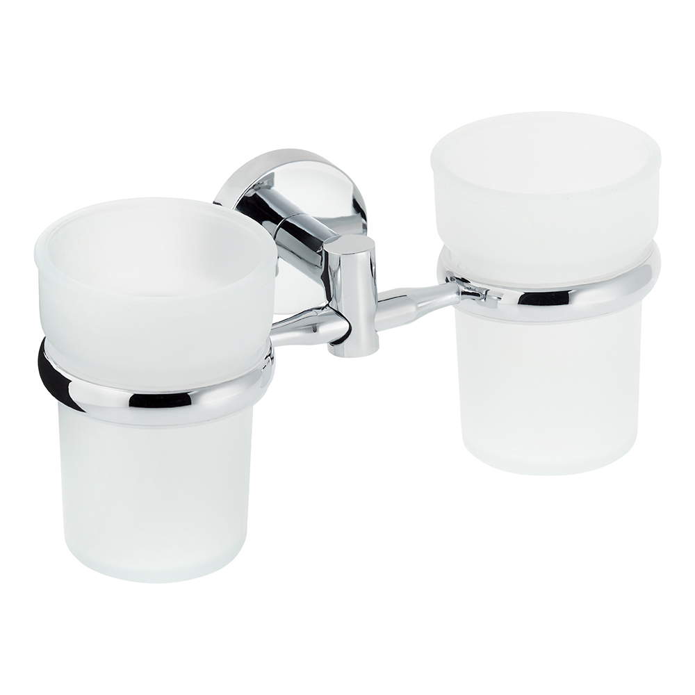 Стакан для ванной Fora Long с держателем двойной стекло матовый/металл хром (L039/889)
