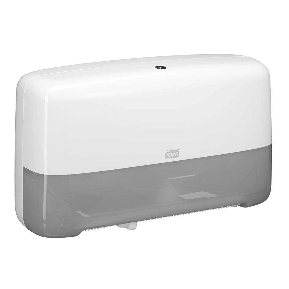 фото Диспенсер tork для туалетной бумаги в мини-рулонах двойной пластик белый