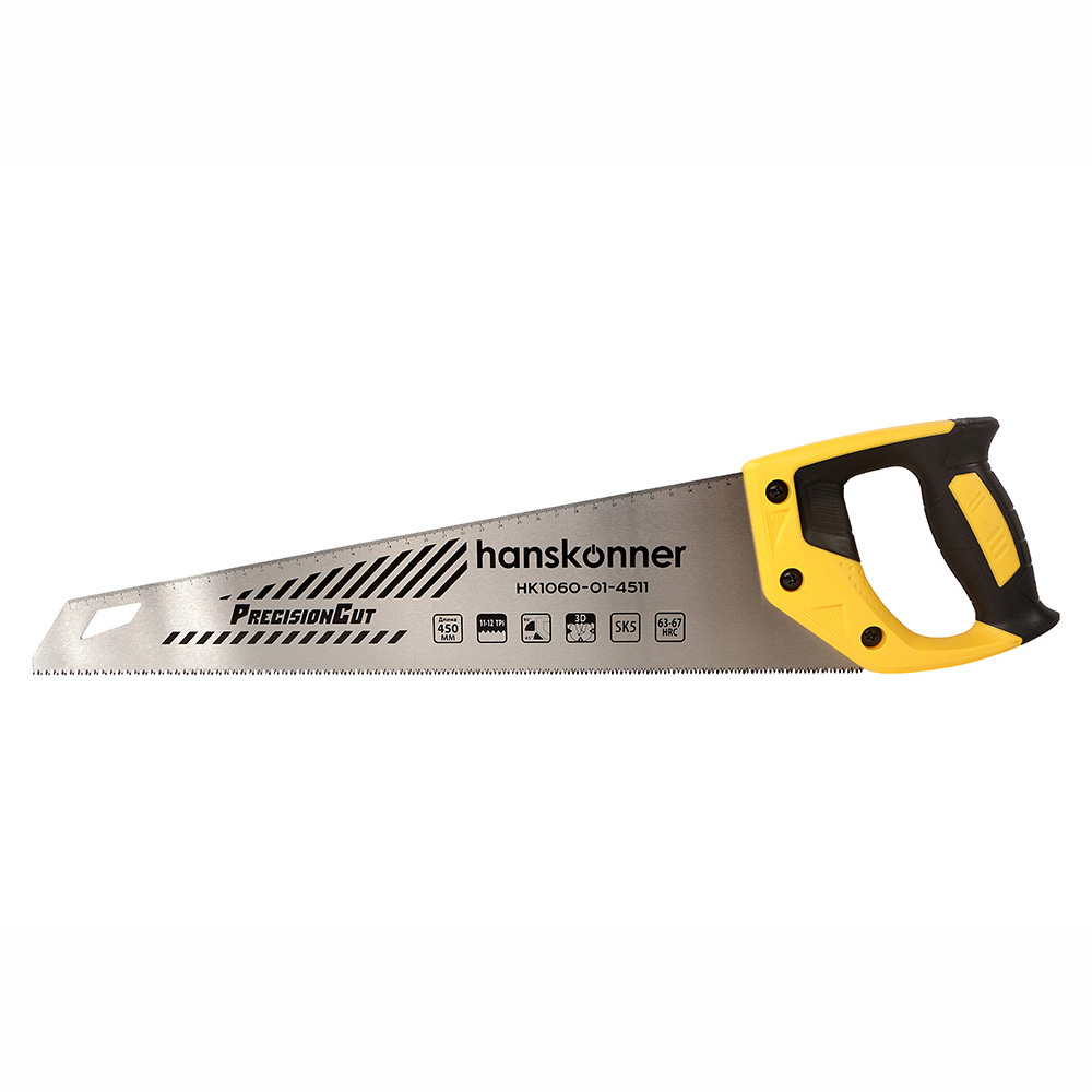 Ножовка по дереву Hanskonner 450 мм 11-12 зуб/дюйм средний зуб ножовка по дереву fit 40445 средний зуб 450 мм