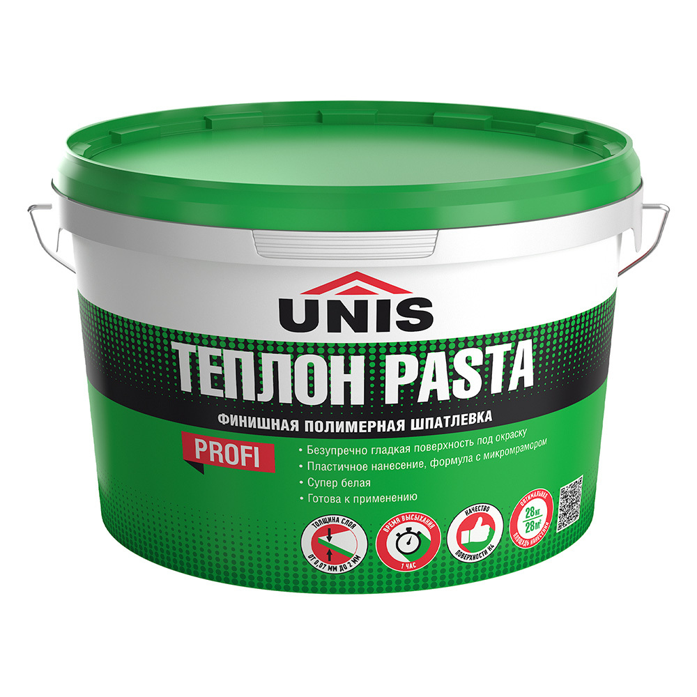 Шпатлевка финишная Unis Теплон Pasta полимерная 28 кг шпаклёвка полимерная финишная unis теплон pasta 15кг шпатлевка для стен и потолков юнис перед покраской и поклейкой обоев паста