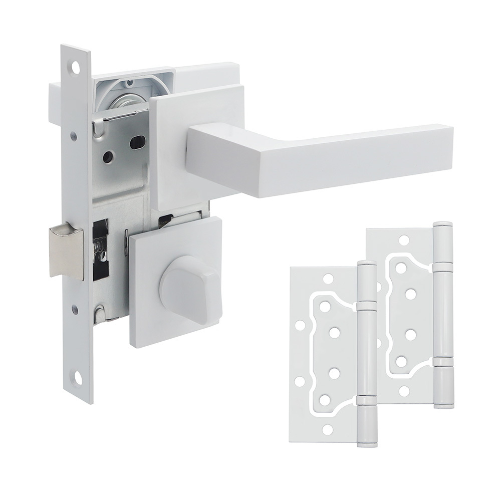 Комплект фурнитуры для двери Lavelly Marigold с замком петлями и фиксатором квадратная розетка белый (990330)