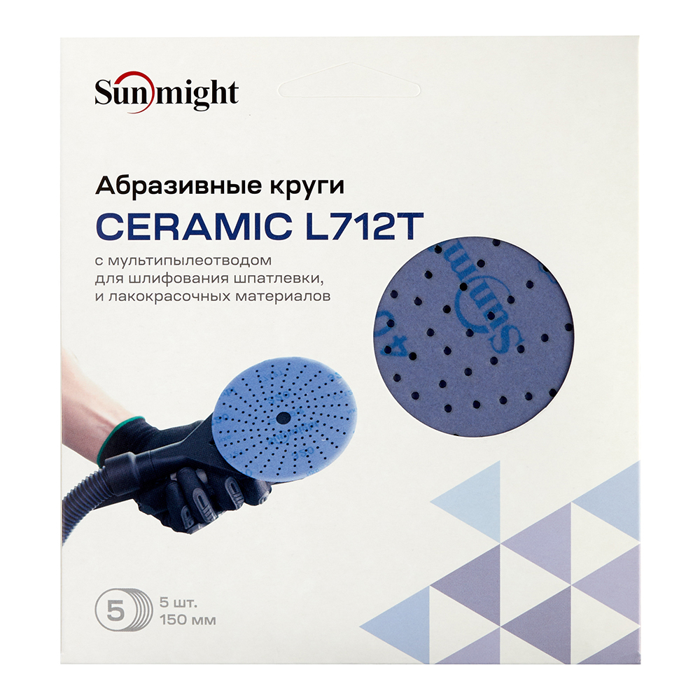 Диск шлифовальный Sunmight Ceramic d150 мм P400 на липучку пленочная основа (5 шт.) Вид№3