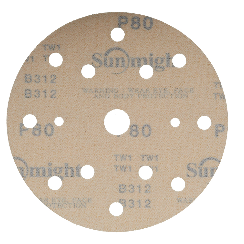 Диск шлифовальный Sunmight Gold d150 мм P80 на липучку бумажная основа (5 шт.) Вид№2