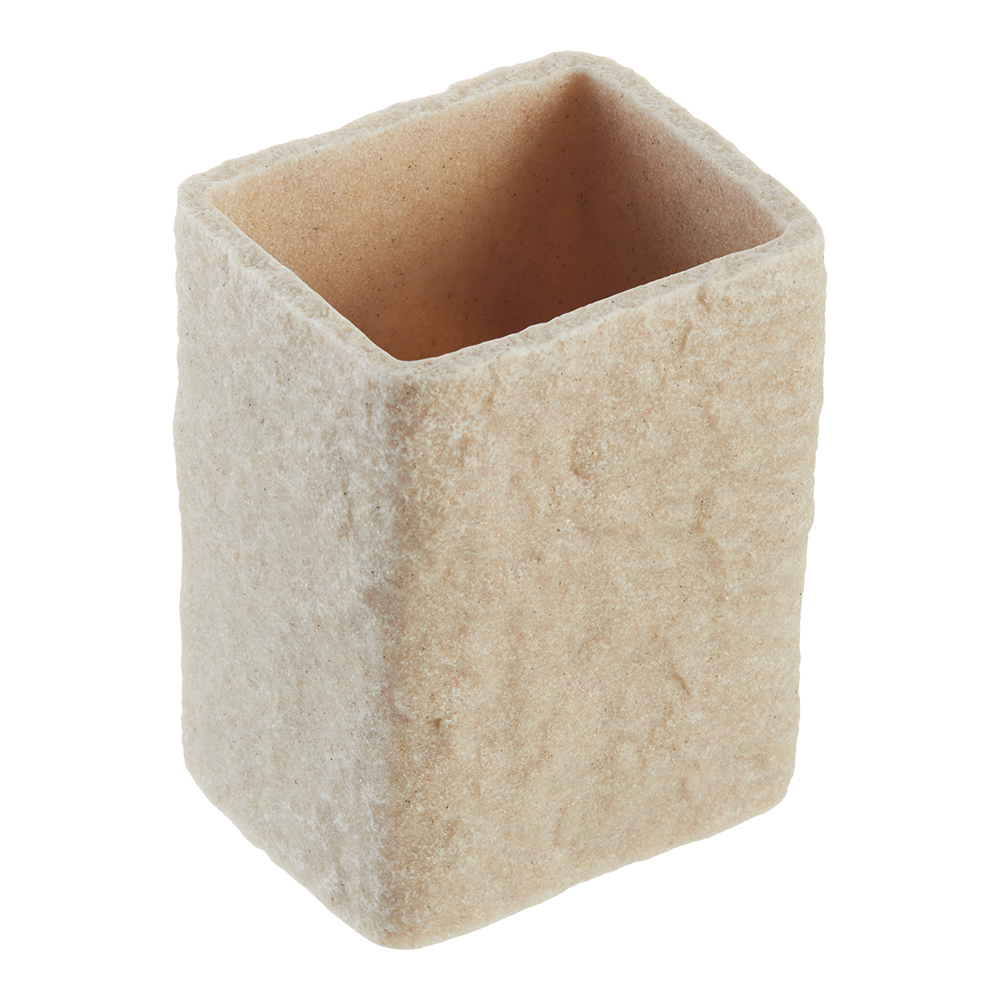 Стакан для ванной Fora Stone Natural настольный полирезин бежевый (FOR-STN44NAT) стакан для ванной fora bricks полирезин бежевый