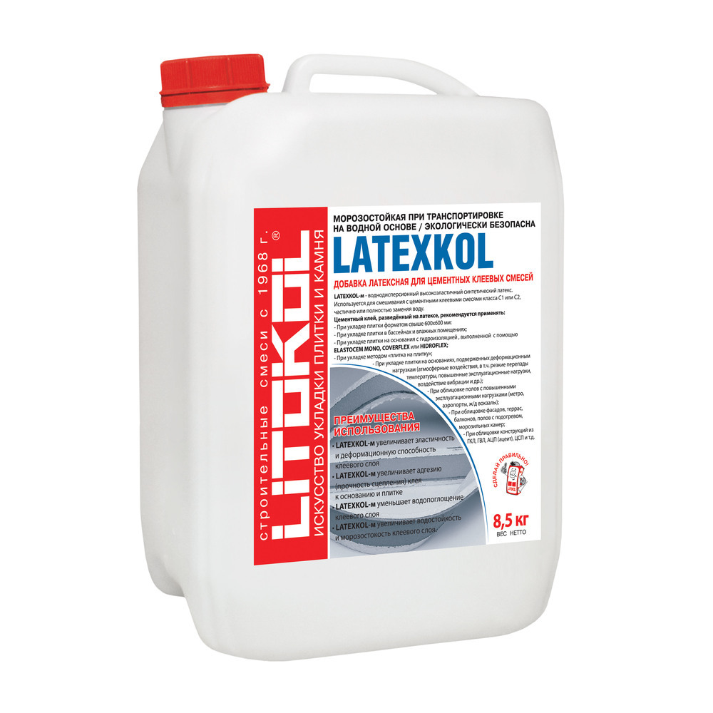 Добавка для цементных клеев латексная Litokol Latexkol 8,5 кг добавка для цементных клеев латексная litokol latexkol 3 75 кг
