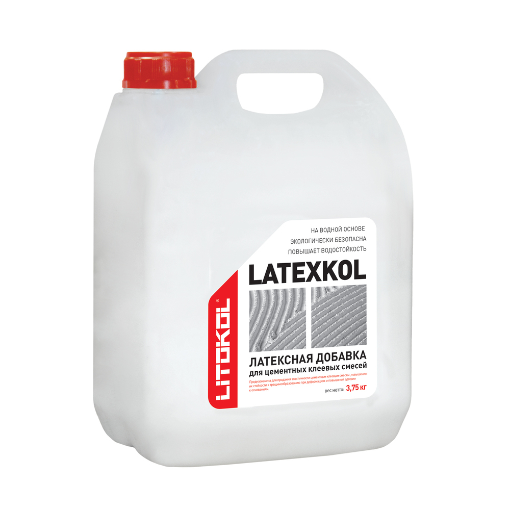 Добавка для цементных клеев латексная Litokol Latexkol 3,75 кг добавка для цементных клеев латексная litokol latexkol 3 75 кг