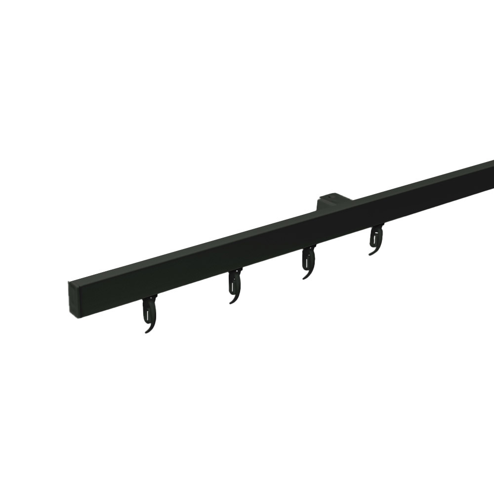 Карниз потолочный алюминиевый однорядный Facile 280 см черный 2 шт регулируемые крючки зажимы для штор