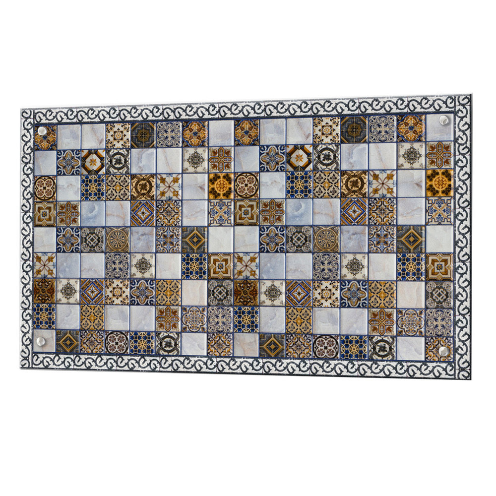 Панель стеновая закаленное стекло для кухни 900х600х4 мм турецкая плитка