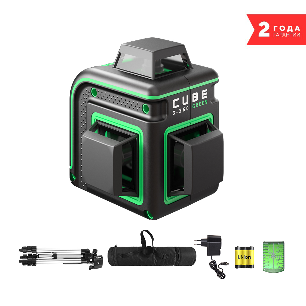 фото Уровень лазерный ada cube 3-360 green professional edition (а00573) со штативом