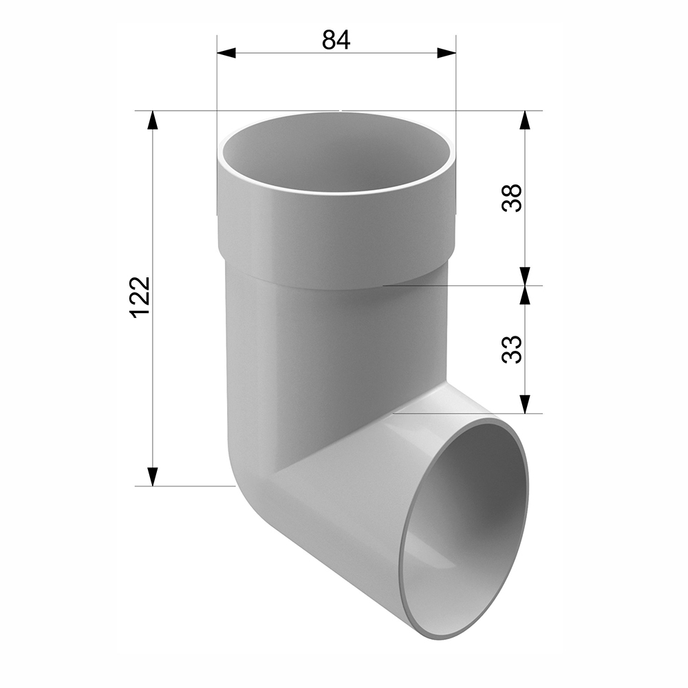 Колено стока пластиковое d80 мм Docke Standard пломбир RAL 9003 Вид№3