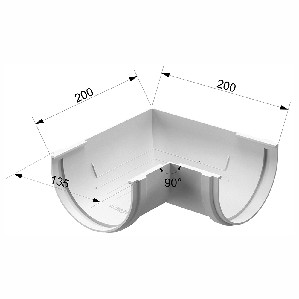 Угол желоба пластиковый d120 мм 90° Docke Standard коричневый RAL 8017 Вид№3