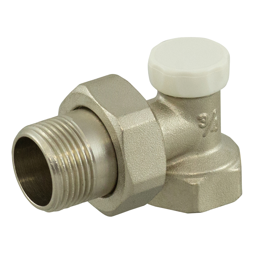 запорный клапан для радиатора прямой 3 4 стм термо Клапан запорный угловой СТМ (CARAVL34) 3/4 ВР(г) х 3/4 НР(ш) для радиатора никелированный