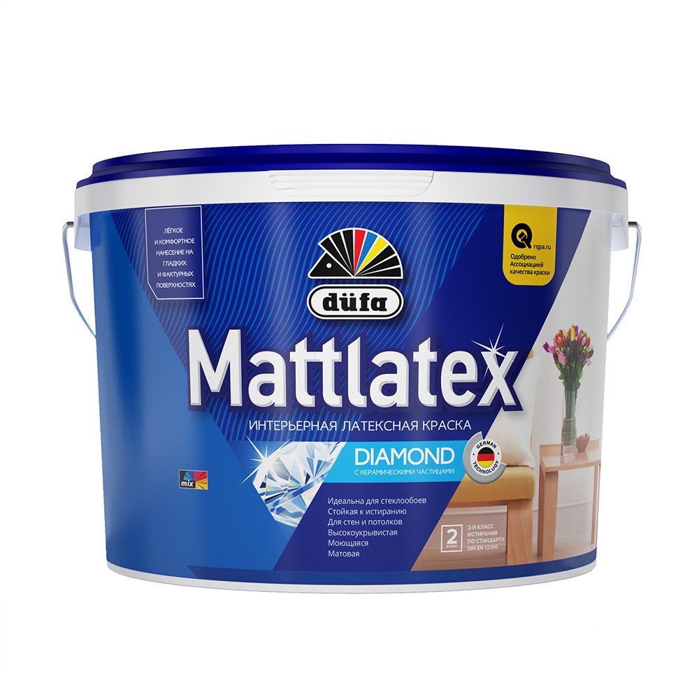 Краска моющаяся Dufa Mattlatex RD100 база 1 белая 9 л dufa mattlatex матовая прозрачный 0 9 л