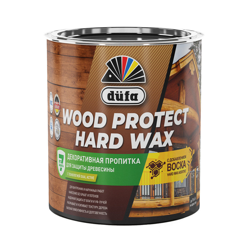 фото Антисептик dufa wood protect hard wax декоративный для дерева белоснежный 0,75 л
