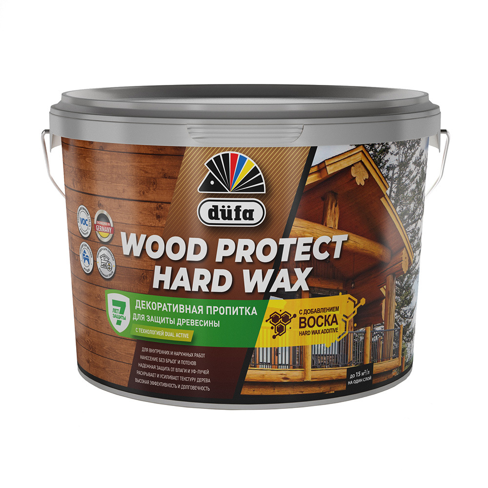 фото Антисептик dufa wood protect hard wax декоративный для дерева белоснежный 2,5 л