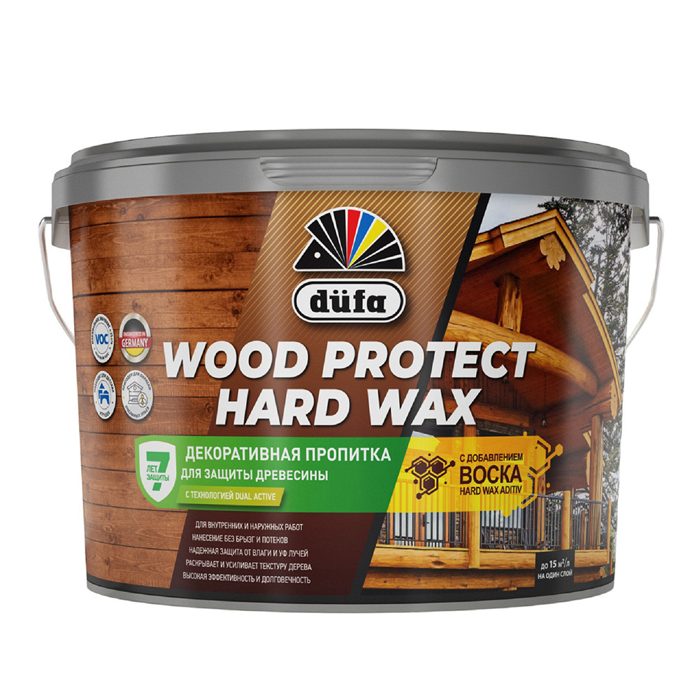 фото Антисептик dufa wood protect hard wax декоративный для дерева бесцветный 9 л