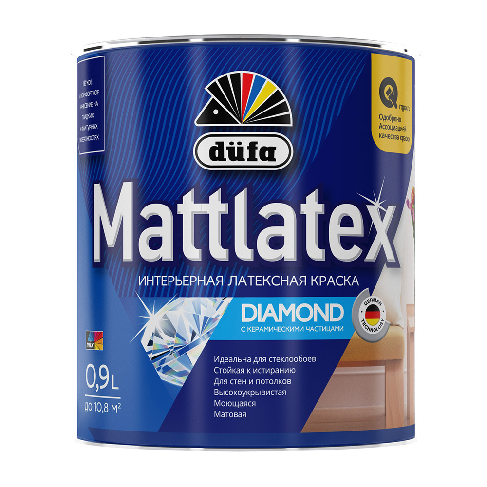 фото Краска моющаяся dufa mattlatex rd100 база 3 бесцветная 0,9 л