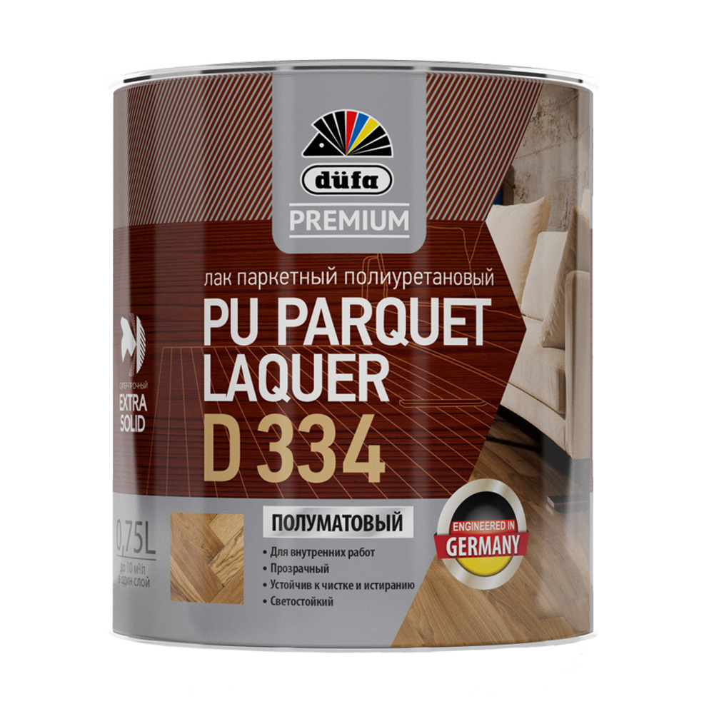 Лак полиуретановый паркетный Dufa Parquet Laquer D334 полуматовый бесцветный 0,75 л