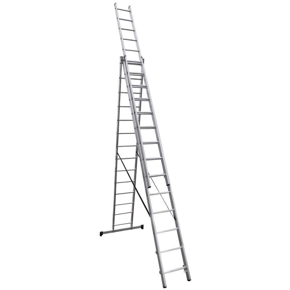 фото Лестница алюминиевая трансформер трехсекционная 14 ступеней новая высота бытовая