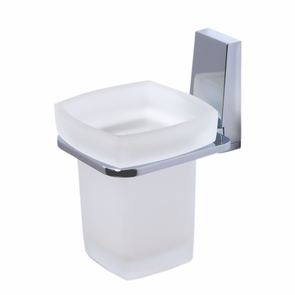 Стакан для ванной WasserKraft Lopau с держателем стекло матовый/металл хром (K-6028) стакан для ванной wasserkraft dill с держателем стекло матовый металл хром k 3928