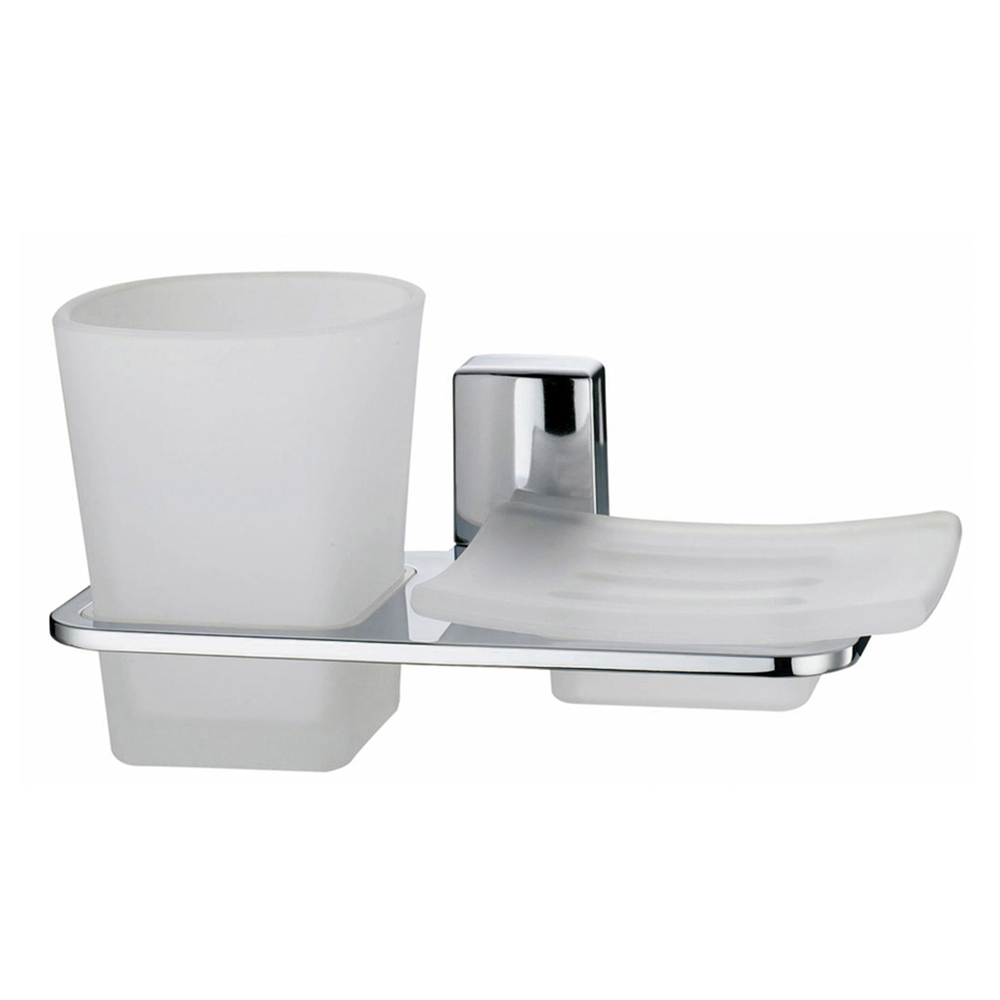 Стакан для ванной WasserKraft Leine с держателем стекло матовый/металл хром (K-5026) стакан для ванной wasserkraft dill с держателем стекло матовый металл хром k 3928