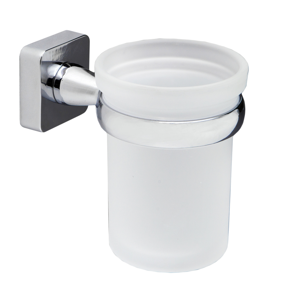 Стакан для ванной WasserKraft Lippe с держателем стекло матовый/металл хром (K-6528) стакан для ванной wasserkraft dill с держателем стекло матовый металл хром k 3928