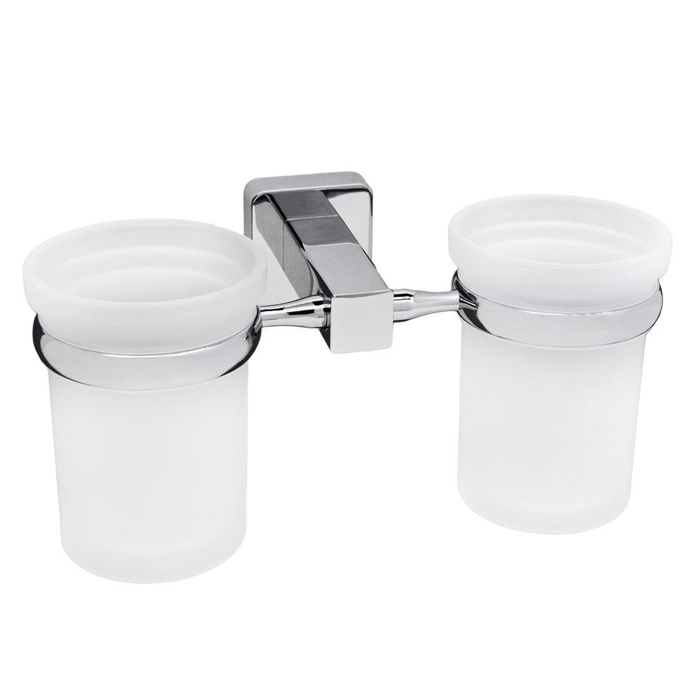 Стакан для ванной WasserKraft Lippe с держателем двойной стекло матовый/металл хром (K-6528D)