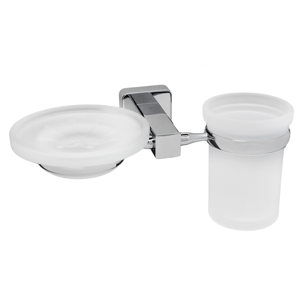 Стакан для ванной WasserKraft Lippe с держателем стекло матовый/металл хром (K-6526)