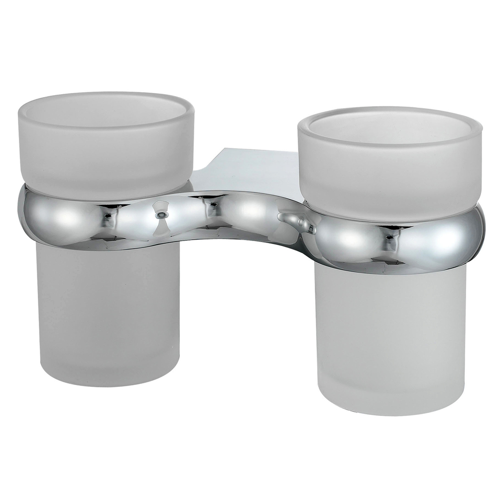 Стакан для ванной WasserKraft Berkel с держателем двойной стекло матовый/металл хром (K-6828D) стакан для ванной wasserkraft oder с держателем двойной стекло прозрачный металл хром k 3028d