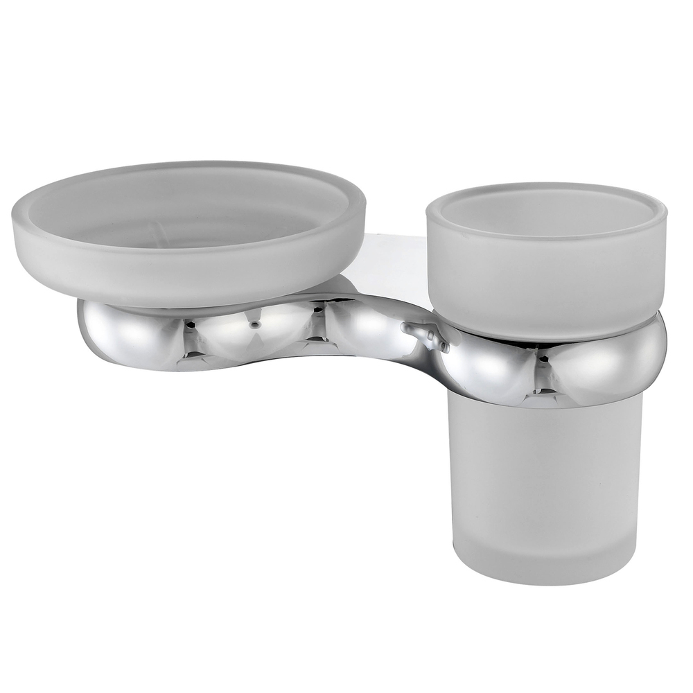 Стакан для ванной WasserKraft Berkel с держателем стекло матовый/металл хром (K-6826) стакан для ванной wasserkraft oder с держателем стекло прозрачный металл хром k 3028