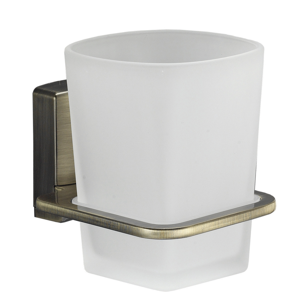 Стакан для ванной WasserKraft Exter с держателем стекло матовый/металл светлая бронза (K-5228)