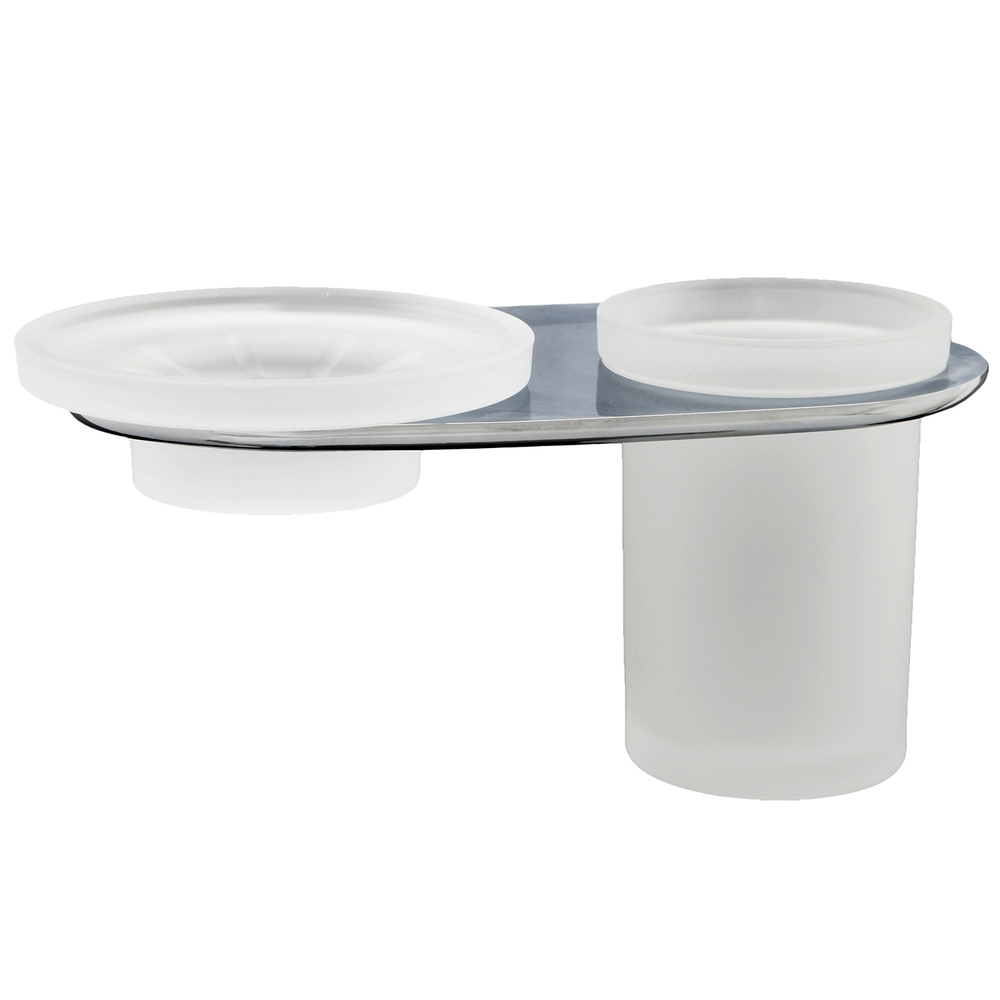 Стакан для ванной WasserKraft Kammel с держателем стекло матовый/металл хром (K-8326) стакан для ванной wasserkraft leine с держателем стекло матовый металл белый хром k 5028w