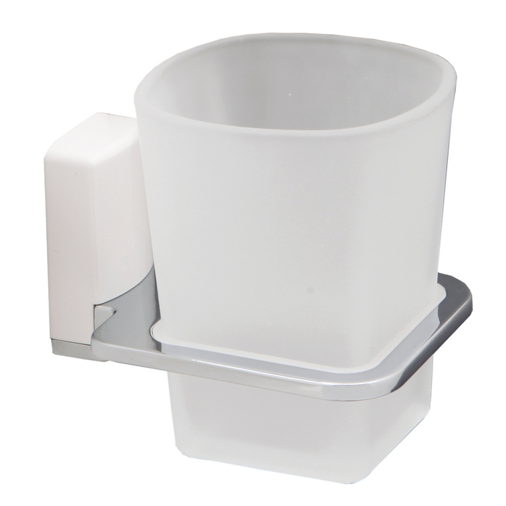 Стакан для ванной WasserKraft Leine с держателем стекло матовый/металл белый/хром (K-5028W) стакан для ванной wasserkraft leine с держателем стекло матовый металл белый хром k 5028w