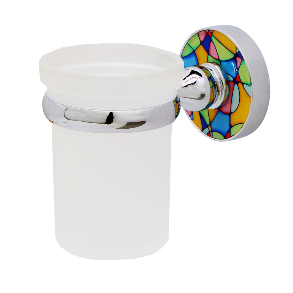 Стакан для ванной WasserKraft Diemel с держателем стекло матовый/металл хром (K-2228)