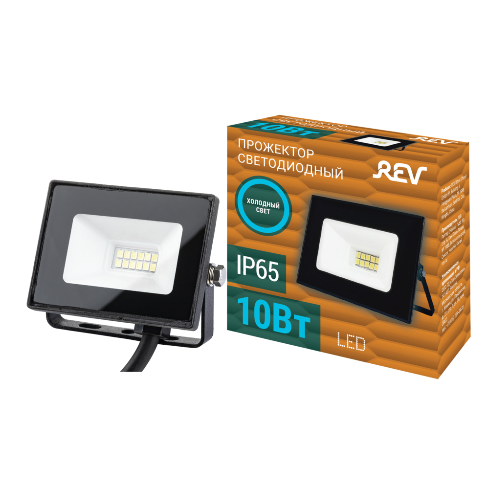Прожектор светодиодный Rev ДО-10 6500К 10 Вт IP65 черный (32300 6) прожектор светодиодный rev до 200 6500к 200 вт ip65 черный 32307 5