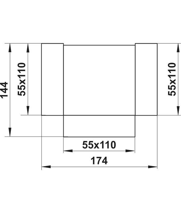 Тройник пластиковый для плоских воздуховодов 55х110 мм 90° Вид№4