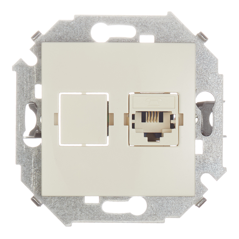 Розетка телефонная Simon 15 встраиваемая слоновая кость RJ11 (1591480-031)