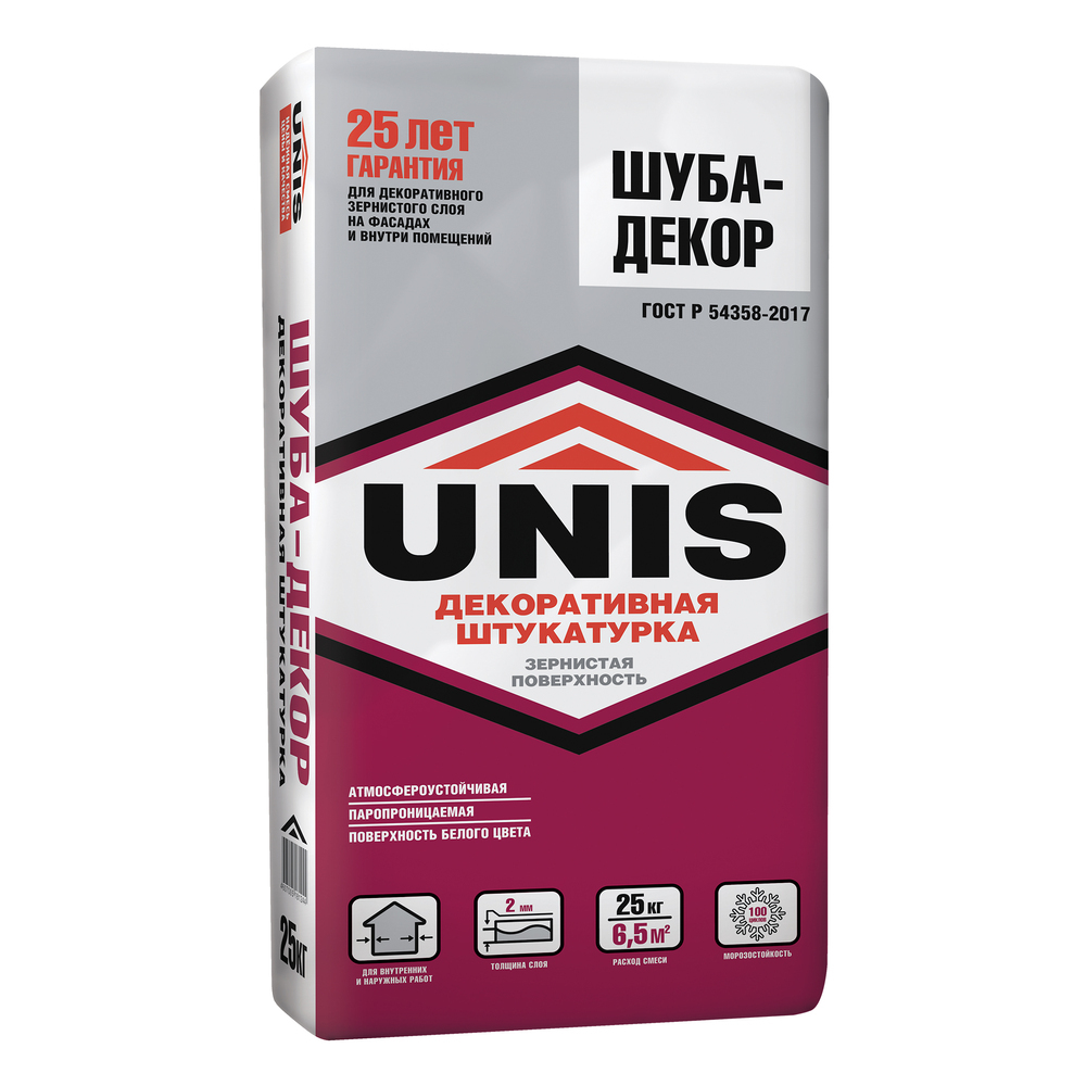 Штукатурка декоративная Unis Шуба-Декор 2 мм белая 25 кг — купить в ...
