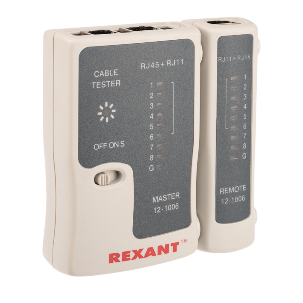 Тестер кабеля Rexant 468 RJ-45/RJ-11 (12-1006)