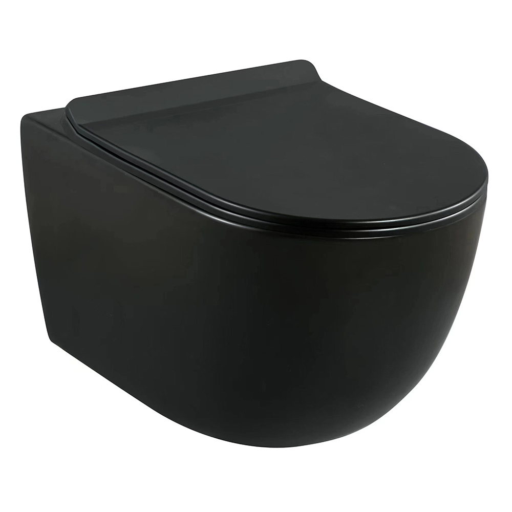 Унитаз подвесной Lavelly Classic Black безободковый черный с сиденьем дюропласт микролифт (1020758) комплект креплений ahs 171k с микролифтом