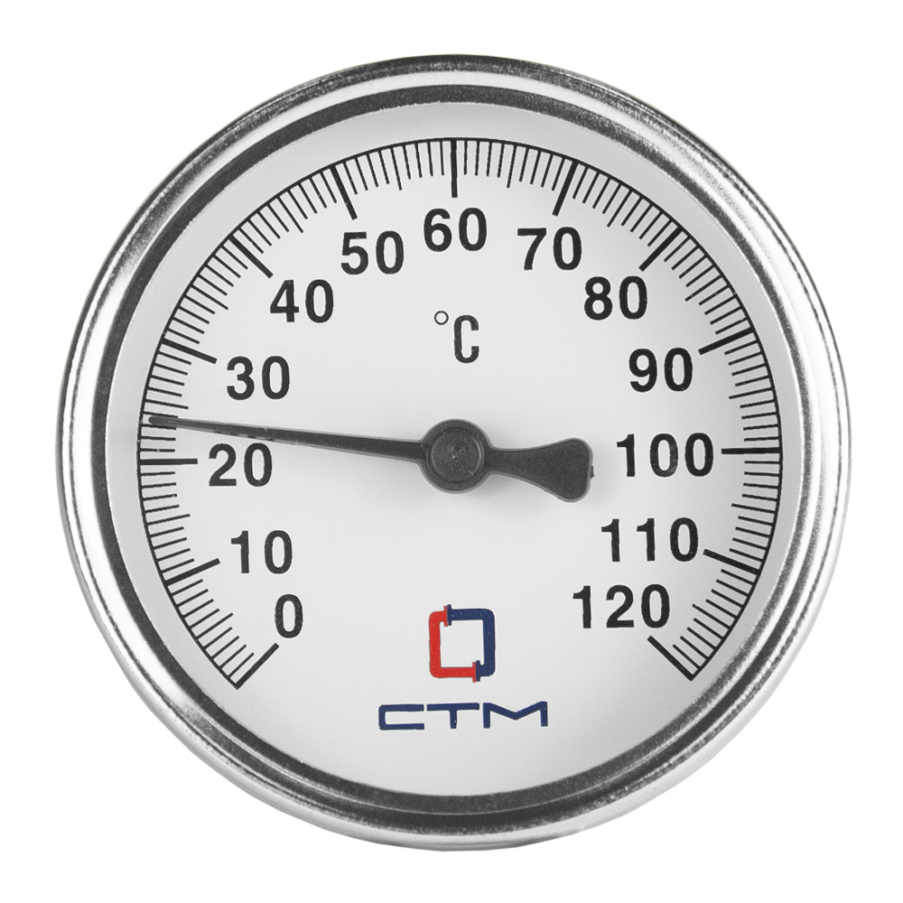 

Термометр аксиальный СТМ 1/2 НР(ш) d63 мм шток 30х10 мм 90°С (CTT12D63)