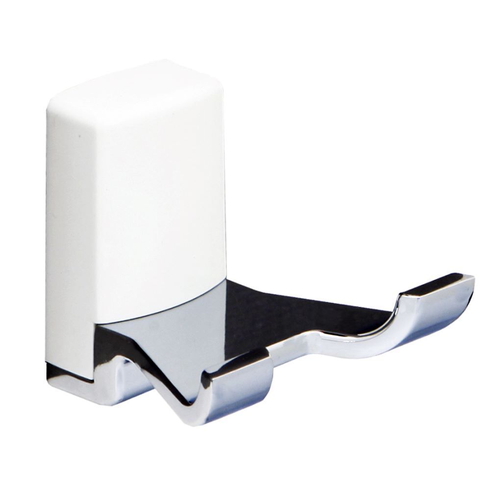Крючок для ванной WasserKraft Leine двойной на шуруп металл/пластик хром/белый (K-5023DW)
