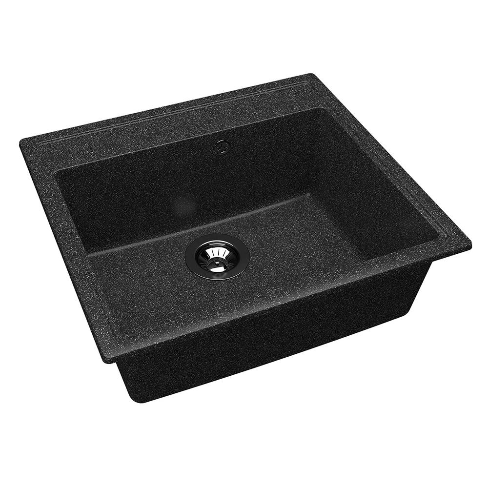 

Мойка для кухни Dr.Gans Ника 57х51х22 см врезная с сифоном искусственный камень черная, Черный